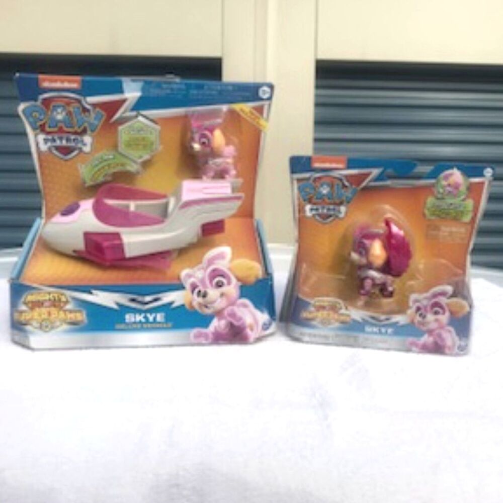 Paw Patrol Skye’s Deluxe Vehicle w/ Lights & Sounds and Mighty Pups Super Paws